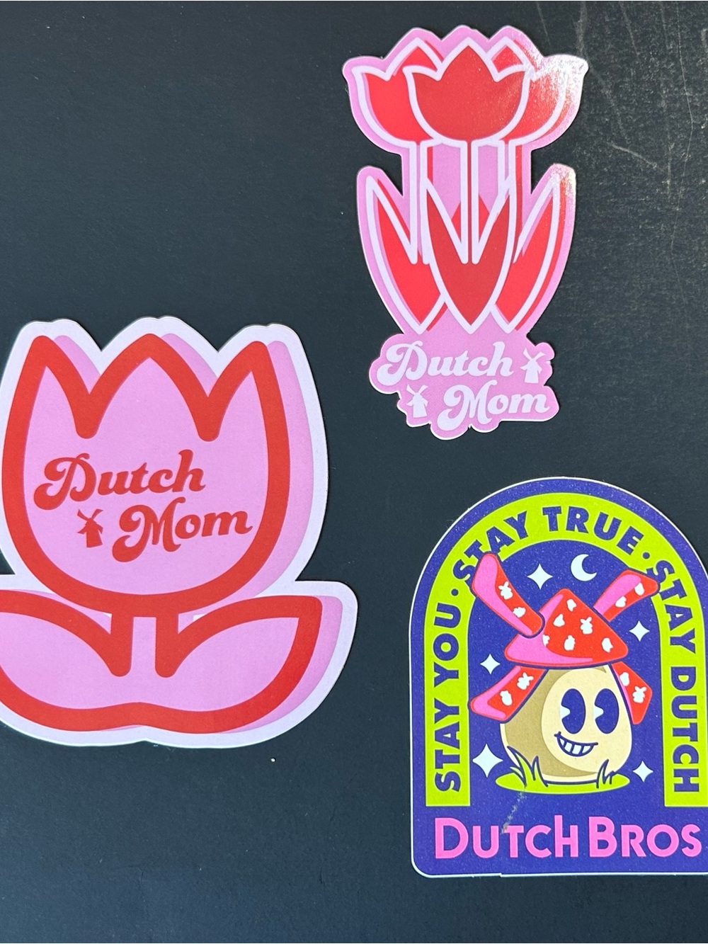 Dutch Bros Pink and Red Tulip Sticker Set